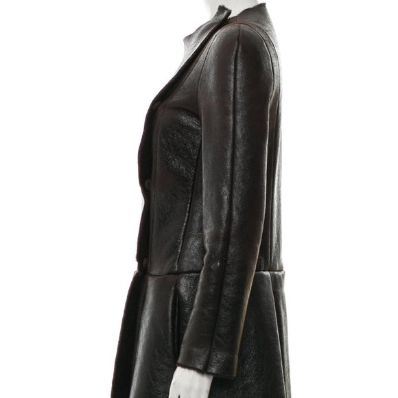 MIU MIU BROWN SHEARLING LEATHER COAT - Picture 3 of 6